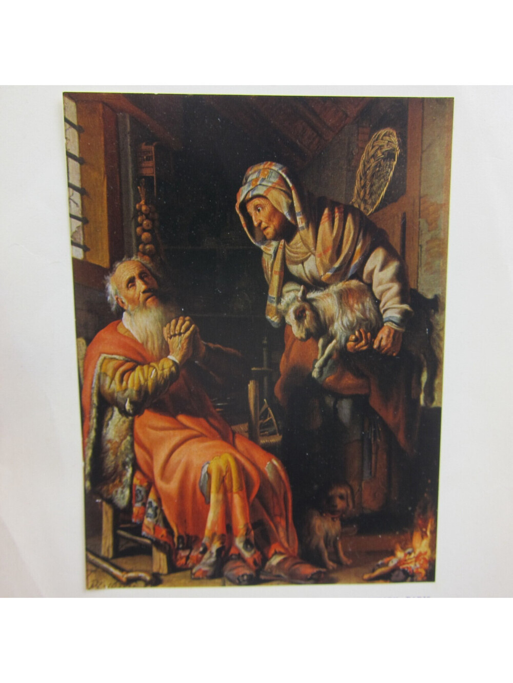 Vintage Rembrandt Art Print Tobit and Anna (Hannah) with the Kid Bible Religious